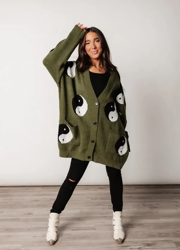 Olive Yin Yang Cardigan Boutique - Image 3