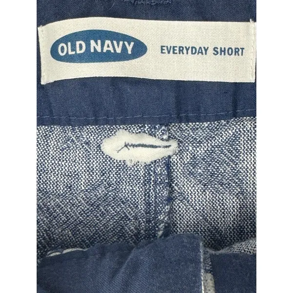 Old Navy Everyday Shorts Womens 0 Blue White Tropical Floral Linen Blend Palm - Image 2