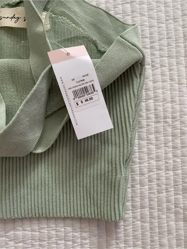 New with tags sage mint green Sunday Skin tank top - Image 5