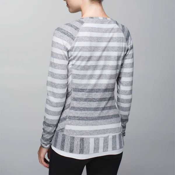 Lululemon Race Your‎ Pace Long Sleeve Marshmallow Stripe Heathered Athleisure - Image 2