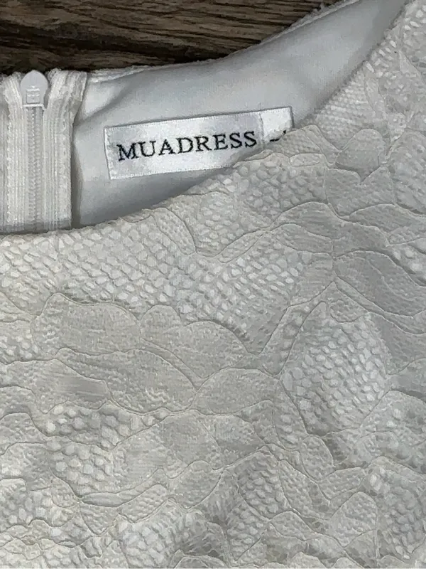 MUADRESS White Ivory Floral Lace Fit & Flare Dress Size L - Image 4