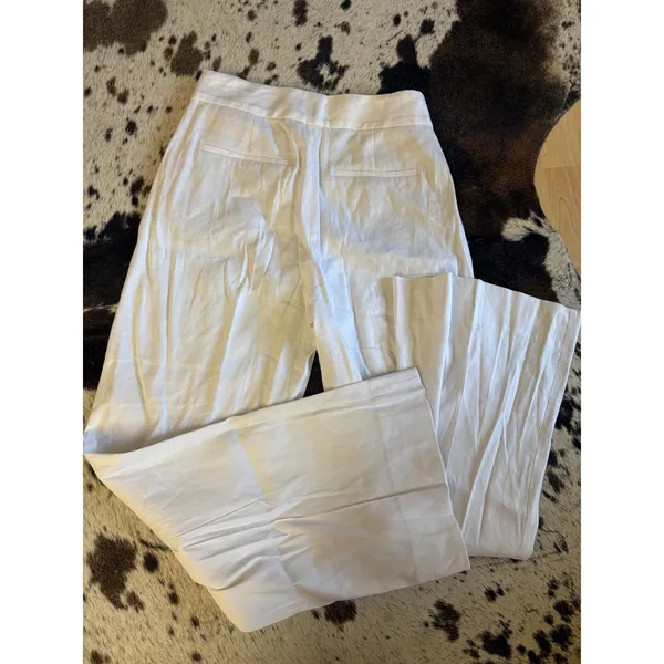Alice + Olivia Classic White Wide Leg Trousers Size 4 - Image 3