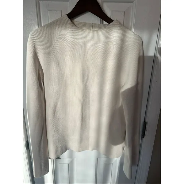 Banana republic sweater large white/ivory with cut out back cotton blend w flare - Image 5