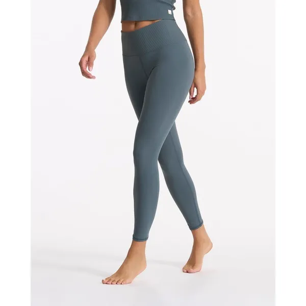 Vuori Studio Pocket Leggings Slate Blue Ribbed High Rise Yoga Pants Size S - Image 3