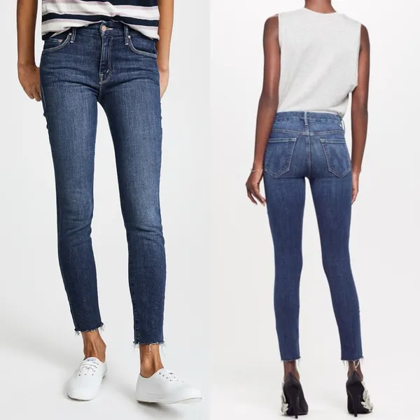 Mother Denim The Looker Ankle Fray Skinny Cigarettes Jeans Girl Crush Blue Wash - Image 5