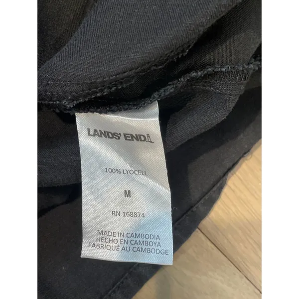Lands’ End Black V Neck Adjustable Tie Waist Dress Size M Long - Image 7