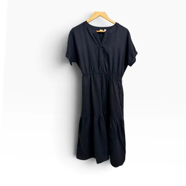 Gap Minimalist Coastal Linen Blend Dress Black size 4 - Image 2
