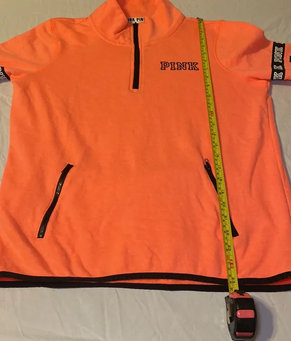 PINK - Victoria's Secret Spellout Quarter Zip Pullover Size Medium NWOT - Image 9