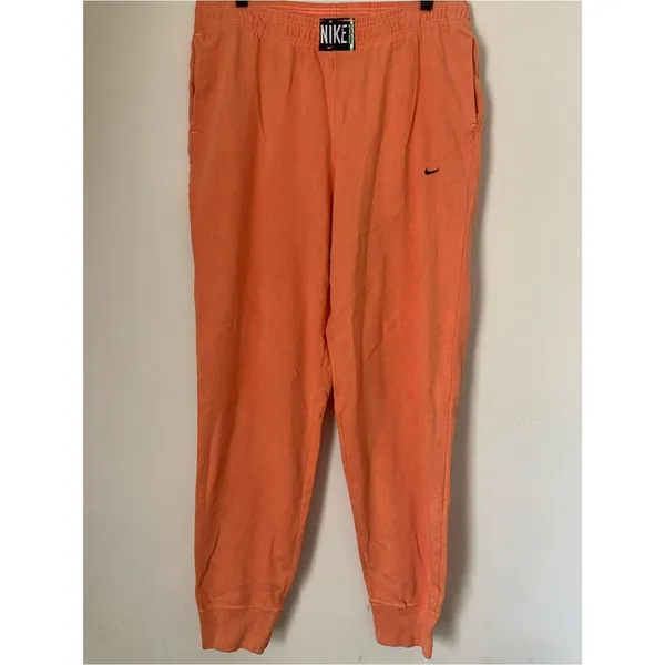 Nike Women’s Cotton Acid Wash Orange Fleece Lightweight Joggers L Athleisure - Image 2