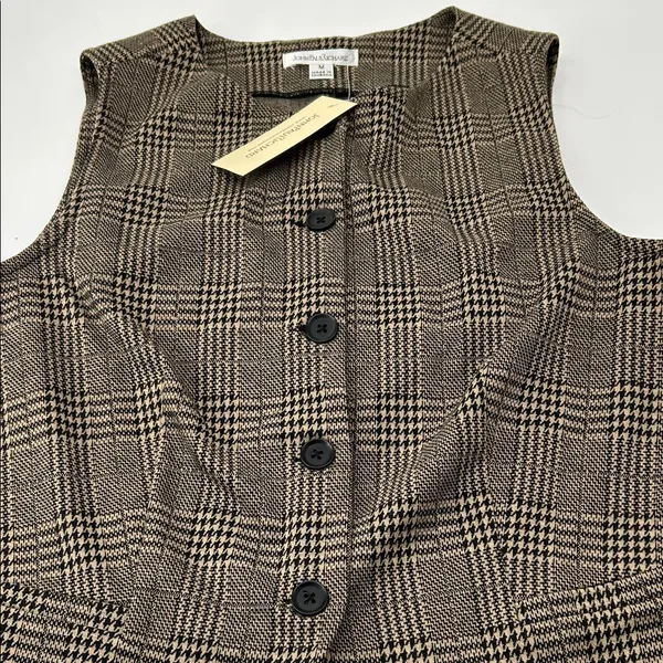 JohnPaulRichard Brown Plaid Blouse Size M - Image 5