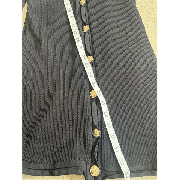 Zara Black Dress L Bodycon Work Long sleeve Preppy Ribbed Fitted Professional - Image 9