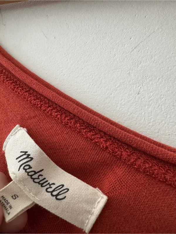 Madewell Rust Orange‎ Red Softfade Cotton Oversized Pocket Tee NA459 - Image 4