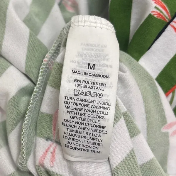 Kate Spade Pajama Top M Green White Striped Dragonfly Cottagecore Short Sleeve - Image 5