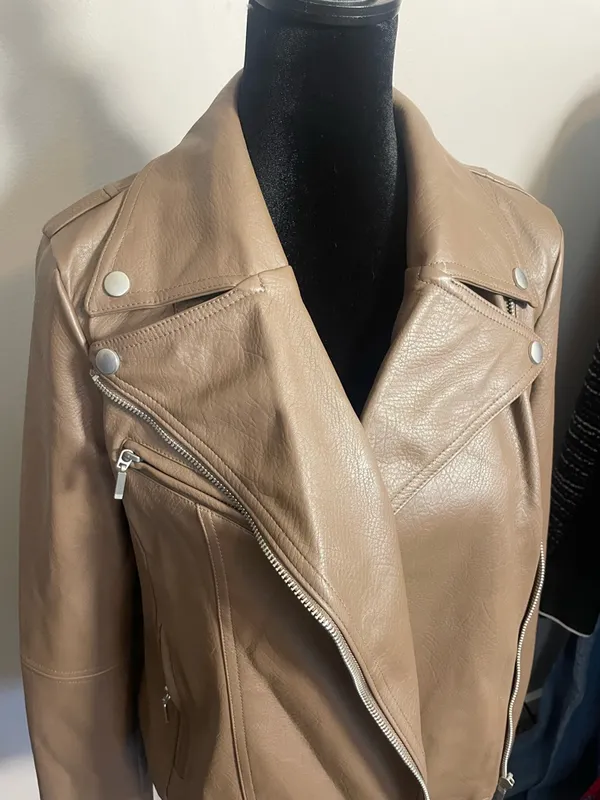 Bagatelle Collection Jacket Size S Brown Faux Vegan Leather Moto Biker Chic - Image 5