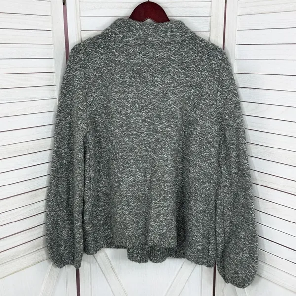 Willi Smith Marled Peplum Wool Blend‎ Cardigan Sweater Grey XL - Image 9