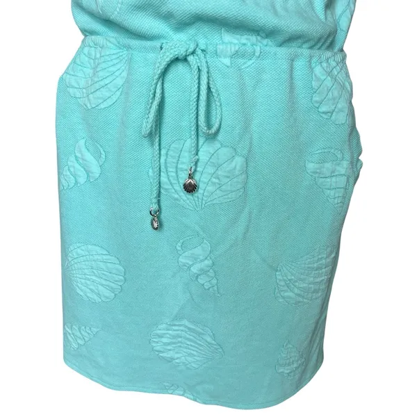 Dotti Turquoise Strapless Seashell Terry Cloth Dress Cover-Up resort wear L - Image 3