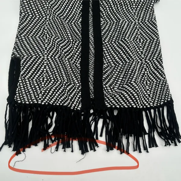 Chico's Sweater Vest Womens M 8 Chicos 1 Black White Knit Fringed READ - Image 7