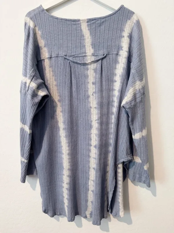 Free People Sleep Set Size XS Blue‎ Combo Rib Long Sleeve Shorts Outfit Coquette - Image 8