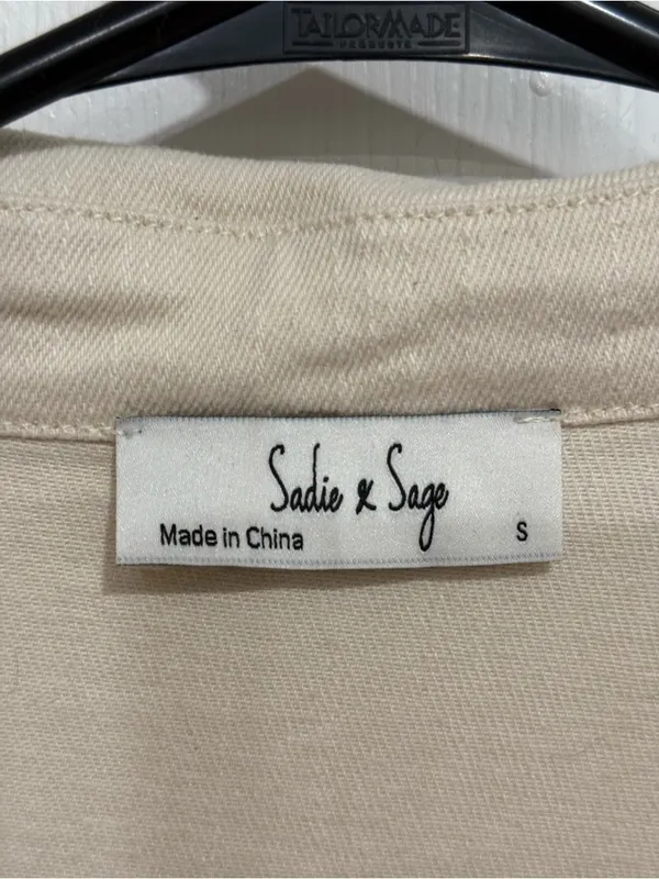 Sadie‎ & Sage Echo's Sister Distressed Denim Romper Cream Utility Frayed S - Image 3