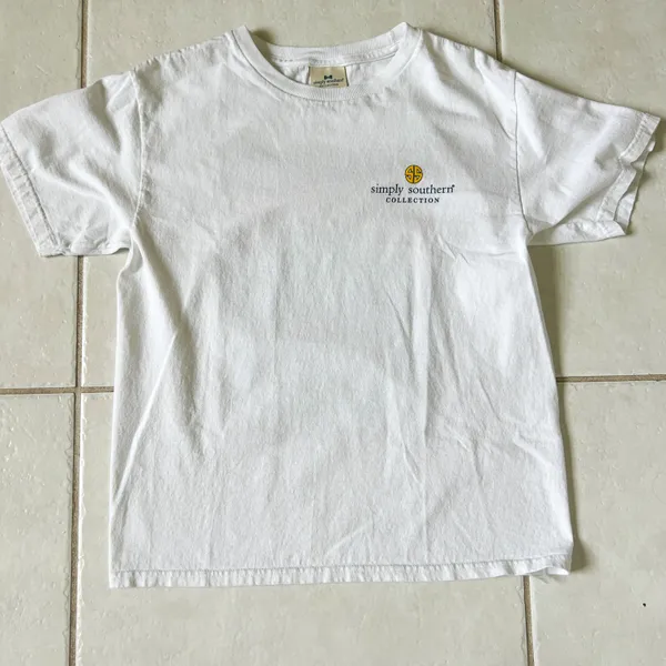Simply Southern Camping Is My Happy White Tee Shirt Youth Large - Image 2