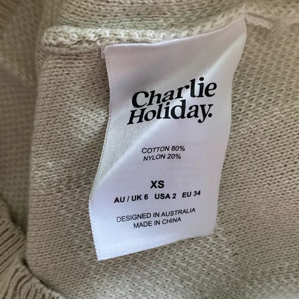 Charlie Holiday Avalon Checkered Sweater Vest Cream NWT Size XS - Image 6