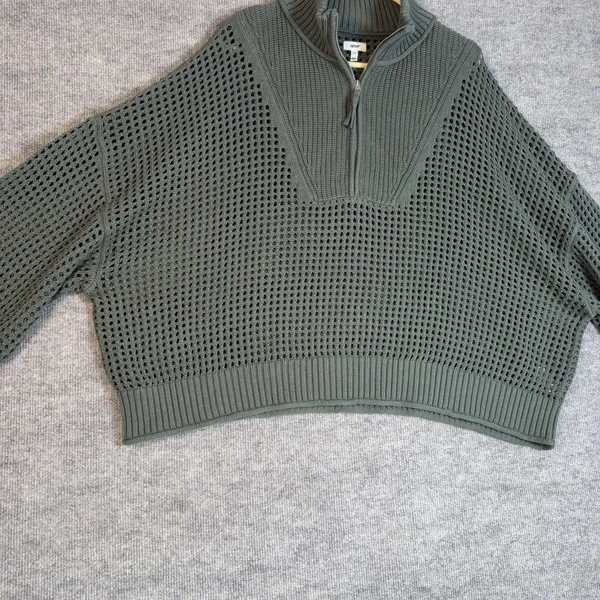 Aerie Size-XXL Womens Sweater Oversized Green Crochet Long Sleeve - Image 6