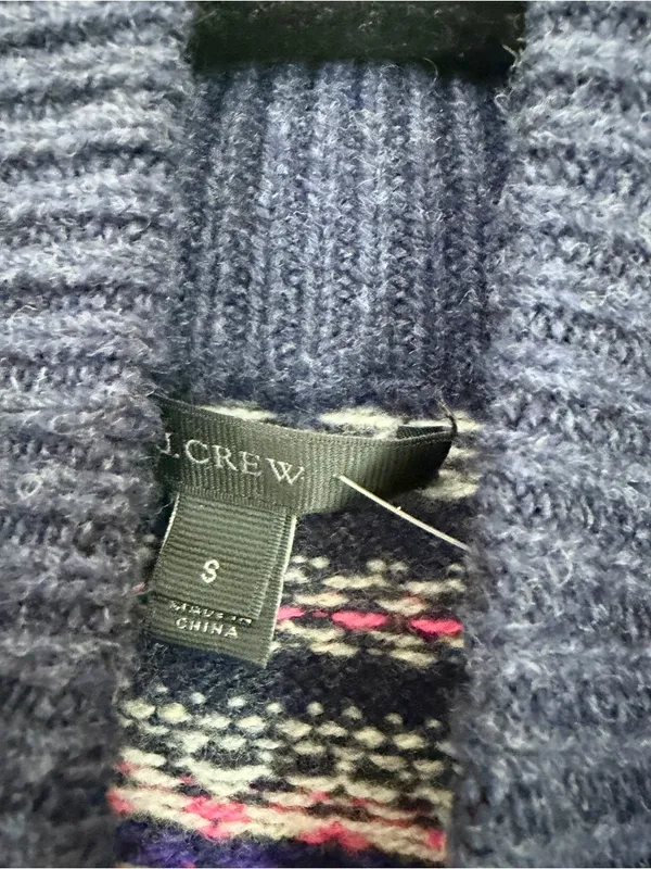 J crew turtleneck navy fair isles size small 100% wool winter pullover - Image 3