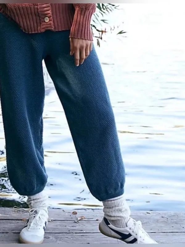 Free People Beach Hailee Nautical Cottage Cotton Knit Balloon Jogger Pants small - Image 4