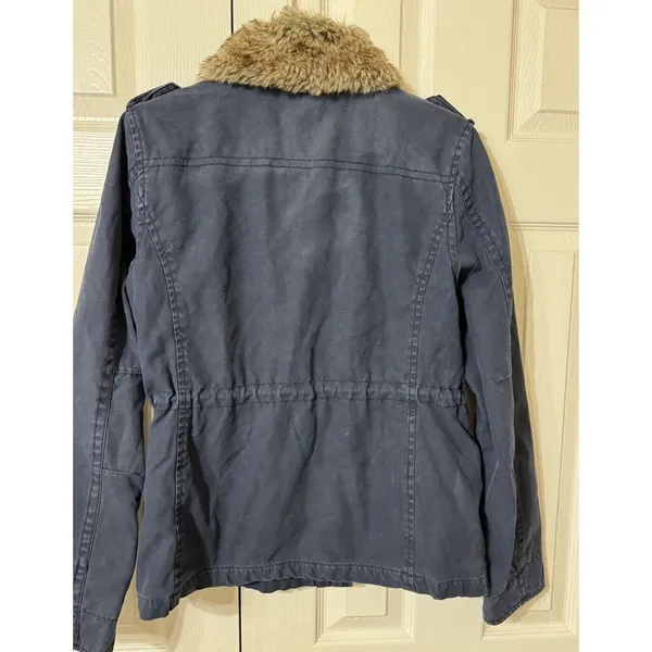 VTG Y2K Levi’s Denim‎ Jacket Collar Button Zip Pocket Blue Dark Women - Size M - Image 2