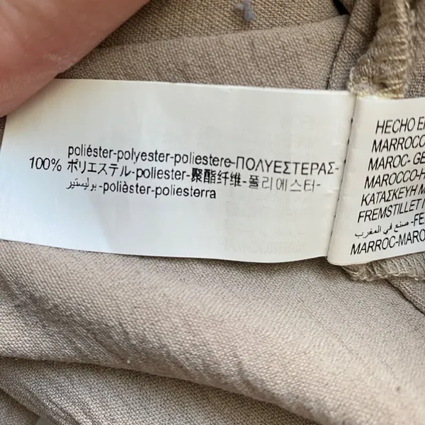 Zara Boho Coastal Relaxed Flowy Wide Leg Pants Small Tan - Image 6