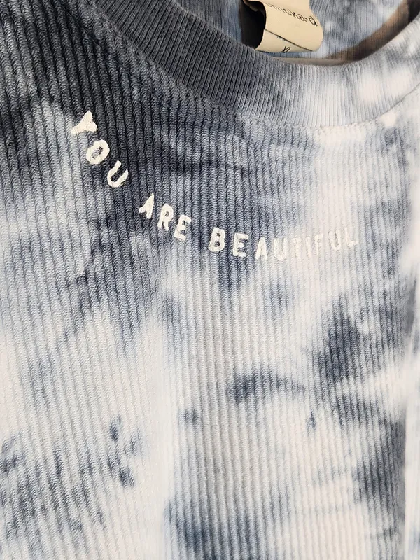Chicka-D Gray and White Tie Dye You Are Beautiful Oversized Pullover Size XL - Image 5