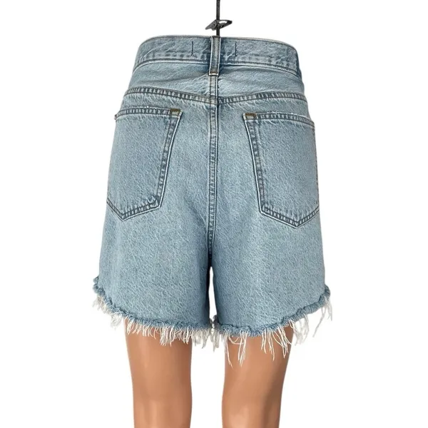 Abercrombie & Fitch Blue Distressed Low Rise Baggy Dad Cut Off Denim Shorts 31 - Image 3