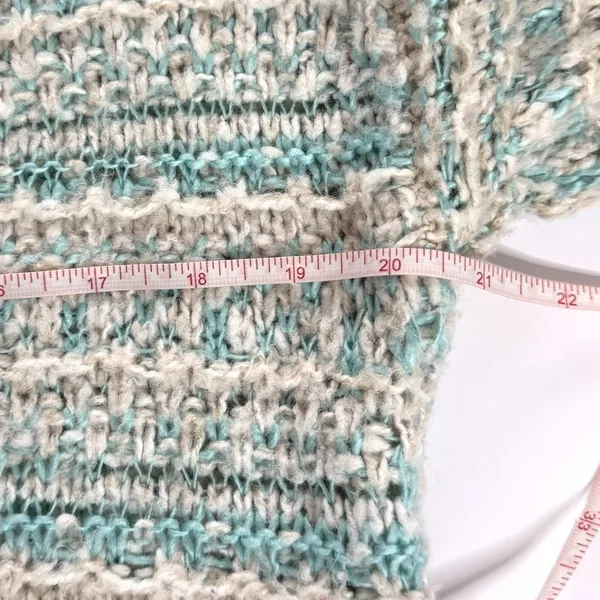 Aeropostale Womens Striped Knit Sweater Blue White Sz M V Neck Coastal Pullover Long Sleeve - Image 6