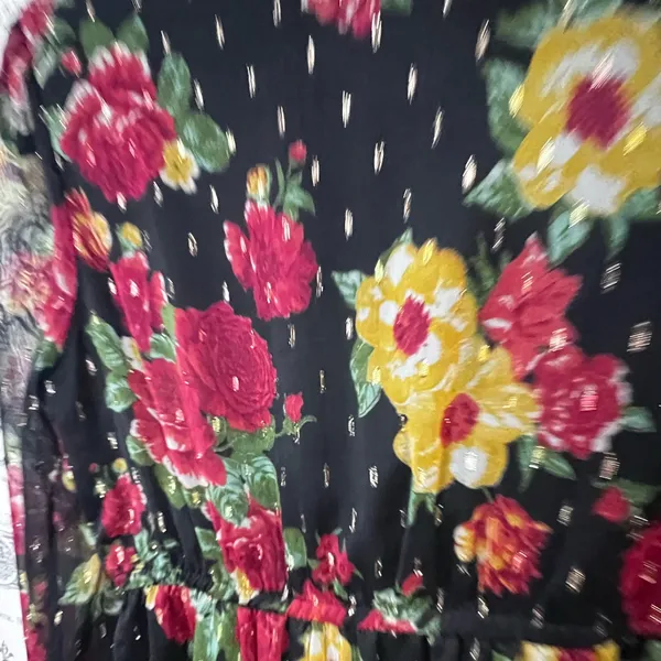 1775 Floral Maxi Dress Small Metallic Dot Long Sleeve Boho Cottagecore - Image 6