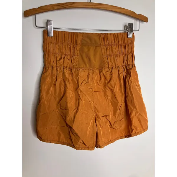 FP Movement Way Home Shorts Women S Orange Excellent High Rise Smocked Athletic - Image 6