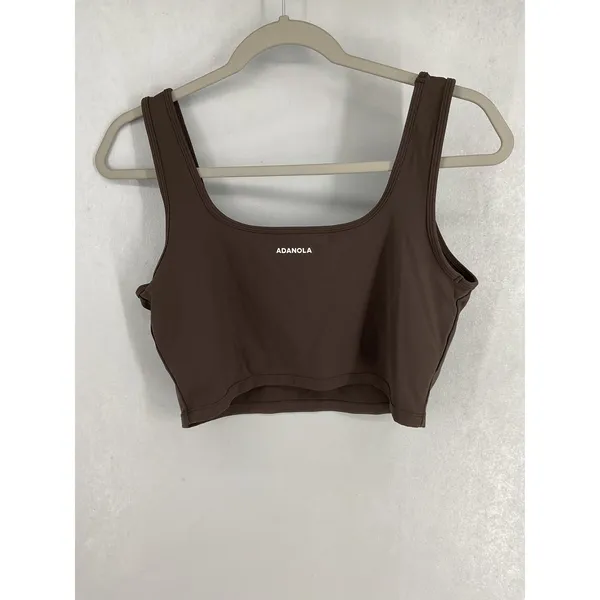 Adanola Womens Tank Top Brown Square Neck Activewear Cropped 3XL - Image 3
