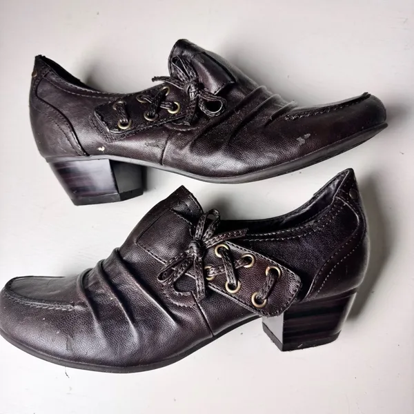 Ariane Women's Low Heel Side Retro Style Buckle Brown Dress Work Shoes Sz 38 - Image 7