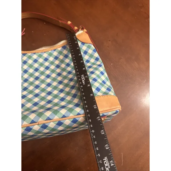 DOONEY & BOURKE Zip Satchel Green Plaid Medium Purse HandBag - Image 15