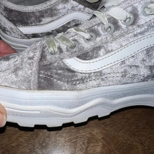 Vans Old Skool Ultracush Velvet Women 8.0‎ Shoes Gray Lace Up Platform Sneakers - Image 7