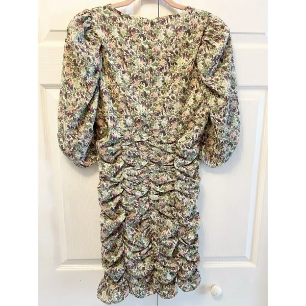 Mable Dress Women’s‎ Size M Multi Color Floral Ruched Short Sleeve Rear Zip NWT - Image 5