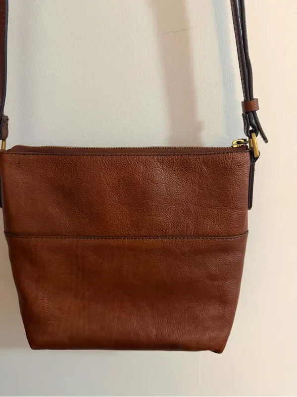 Fossil Brown Leather Crossbody Bag - Image 3