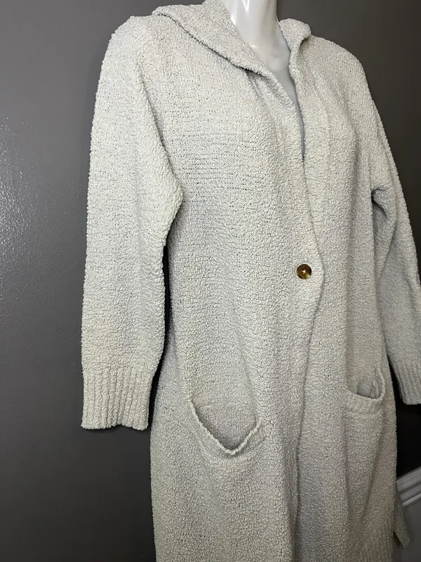 UGG Cardigan Sweater Womens Large Gray Hooded Open Front Chunky Knit Pockets - Image 4