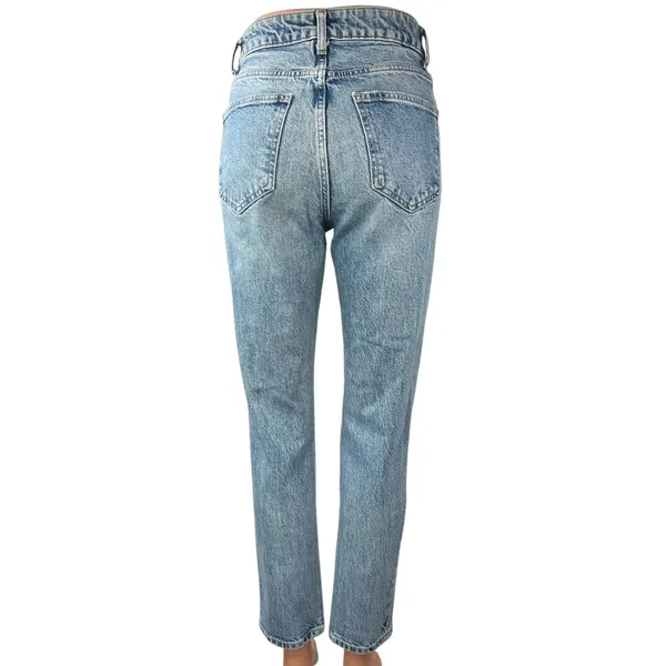 Zara Women's Blue Light Wash High Waisted Straight Tapered Ankle Denim Jeans 4 - Image 3