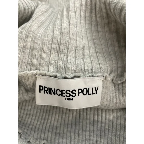 Princess Polly Women's Gray Ribbed Off the Shoulder Long Sleeve Sweater Top S/M - Image 6