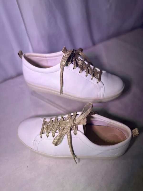 Vionic White Low-Top Sneakers with Gold Laces - Image 3