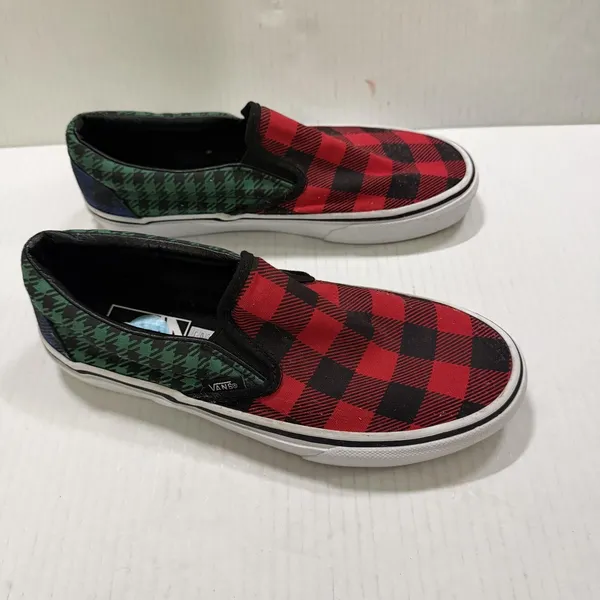 Vans Classic Slip On Shoes Womens Size 7.5 Buffalo Plaid Canvas Casual Comfort - Image 2