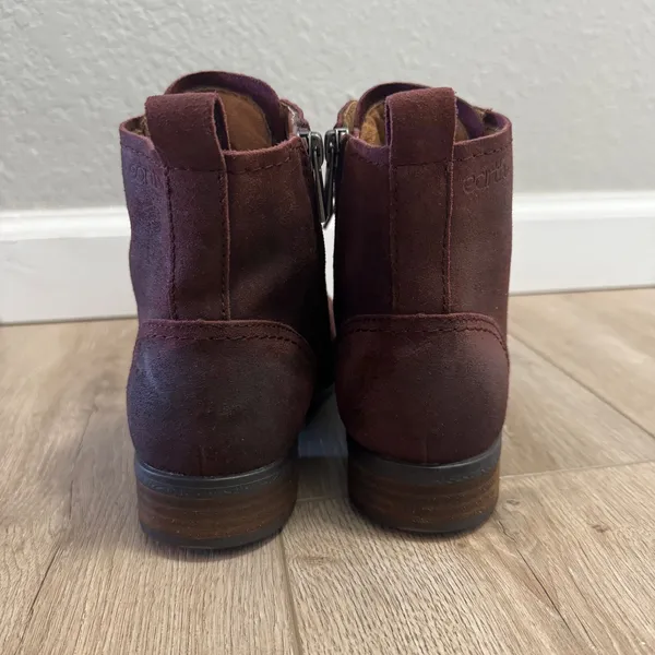 Earth Etienne LQV Womens 6M Burgundy Leather Lace Up Combat Ankle Boots Moto - Image 2