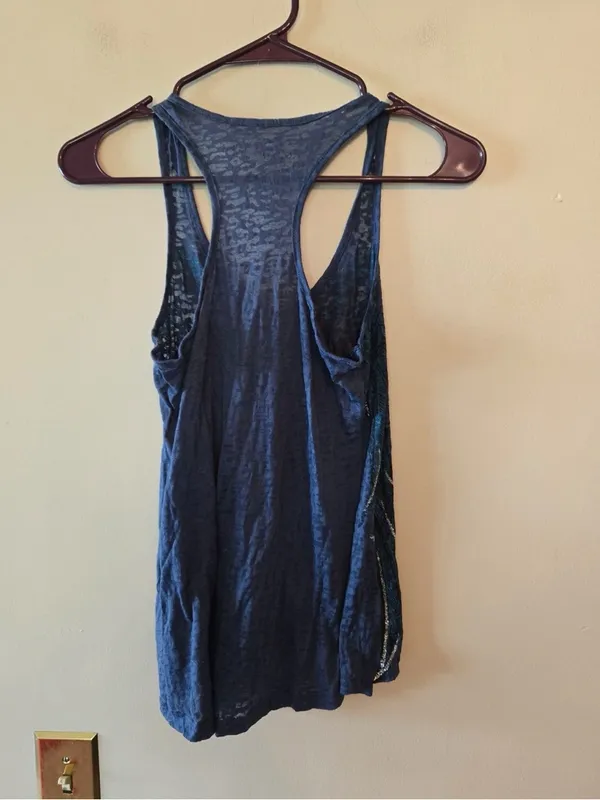 Rocker girl navy blue sheen tank top size medium - Image 2