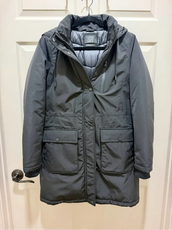 Anna Suhuan Slim Fit Black Puffer Parka Winter Cozy Coat Size Eur 38 US 8 - Image 2