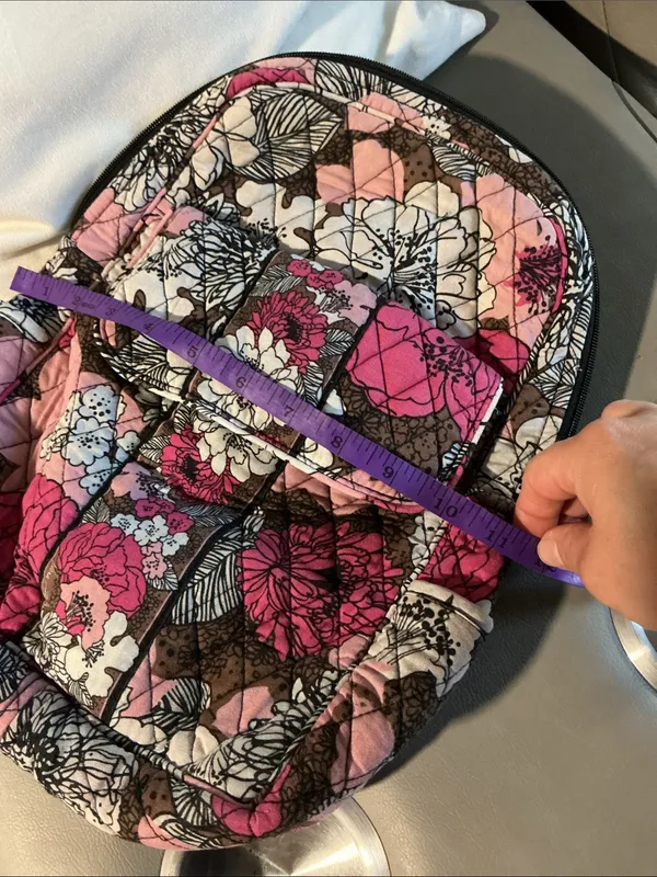 Vera Bradley Pink & Brown Quilted Floral Backpack - Image 7